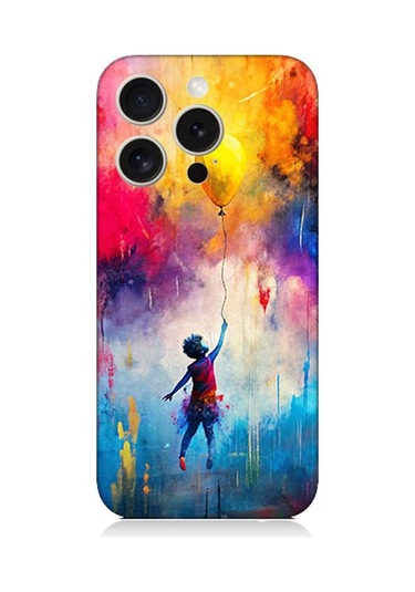 Apple Uyumlu iPhone 15 Pro Max Balonlu Kız Desenli Silikon Kılıf Silikon