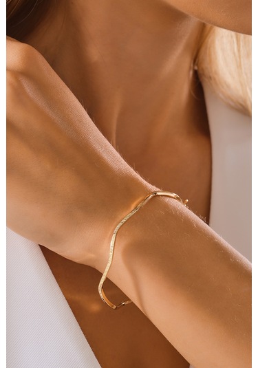 14 Ayar Altın Esli Model Kalemli Kelepçe Bilezik - Mmblk-33032 Sarı Altın