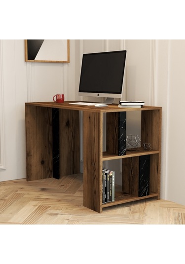 Variant Variant Lima Çalışma Masası - Ceviz / Siyah Mermer Ceviz