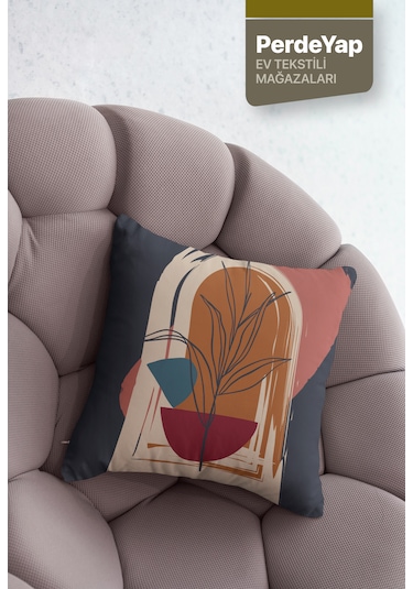 Mavi Ve Kırmızının Uyumu Desenli 4lü Kırlent Kılıfı