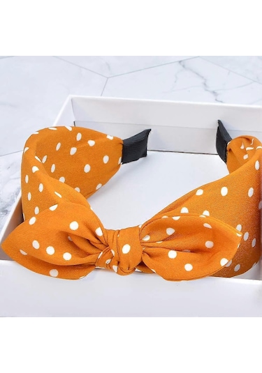 Kadınlar İçin Tavşan Kulaklı Kafa Bandı Düğümlü Geniş Fiyonklu Türban Saç Bandı Saç Sarma Puantiyeli Saç Bandı Kızlar İçin 5 Renk Çok  Renkli