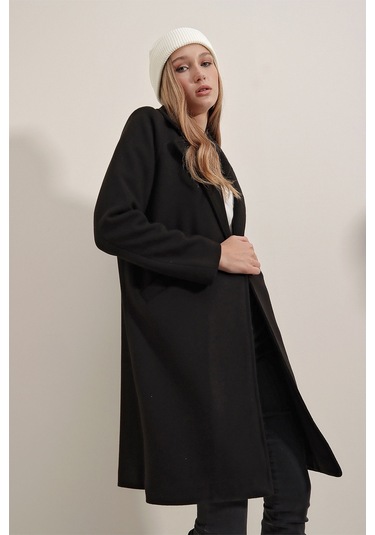 Bigdart 9085 Kaşe Kadın Kaban Siyah 001