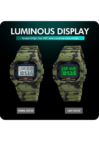 Dofolink Skmeı Erkek Spor Saati 50m Su Geçirmez - Alarm, Kronometre, Geri Sayım, Saat Vuruşu Ve Gece Aydınlatması Özellikli Mavi Dijital Saat