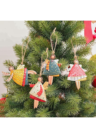 Mufunye Noel Ağaçları İçin Demir İşçilikli Rengine Boyanmış Melek Figürü Askı, Ev Dekorasyonu Aksesuarı, Pratik Ve Güvenilir Kullanım