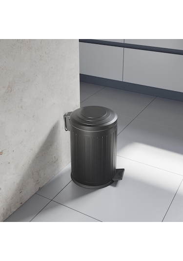 Aqua Bagno Midas Çöp Kovası -pedallı 12 Lt. , Mat Siyah Siyah