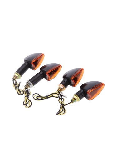 Youtek Motosiklet Sinyal Lambaları 12v 5w - 2 Uzun 2 Kısa Abs Kasa Sarı Lamba 8mm Dişli Atv/bisiklet Uyumlu