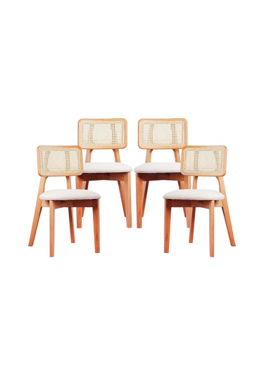 Aspendos İskandinav Natural Ahşap Masa Sandalye Takımı 90x90 Natural