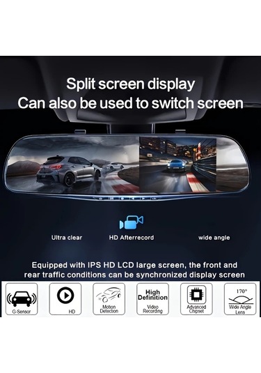 Dashanshop 4.5 İnches Black 4.5 Black Model Çift Kayıt Gece Görüşlü Hd Araç Kamerası Ön Arka Kayıt Döngü Kayıt Tüm Araçlar İçin