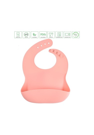 Jojobebek Çocuk Silikon Mama Önlüğü (PEMBE RENK) Pembe