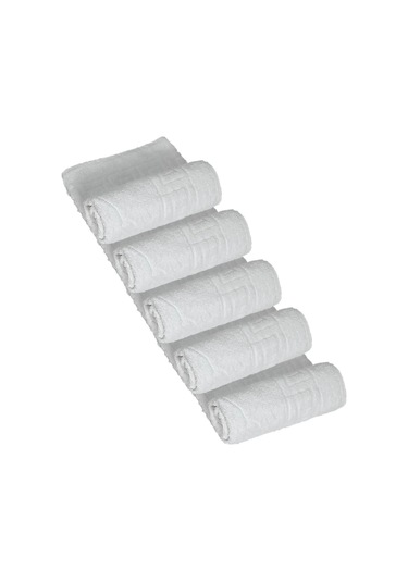 5 Li Otel Ayak Havlusu Bukle Ayak İzli 50x70 Cm Beyaz 12/1 Avs 200 Gr Beyaz