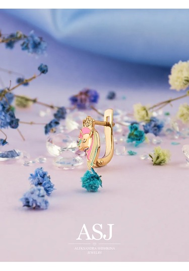 Asj Çocuklar İçin Altın Küpe Tek Boynuzlu At Gümüş 925 162914951 Altın