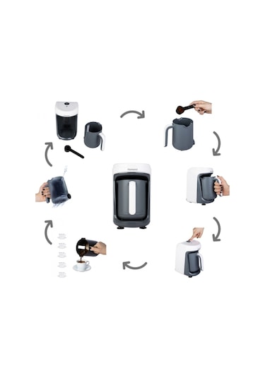 Homend Pottoman 1830H Bulut Kremi Türk Kahve Makinesi