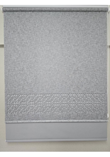 Bbb Keten Kumaşlı Lazer Kesim Tül Stor Perde Mlt1004 Antrasit