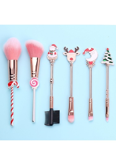 Teltree Noel Temalı Yüksek Kaliteli Makyaj Fırçası Seti - Fondöten, Allık, Göz Farı Ve Dudak Fırçaları İçeren Pratik Çantalı Set