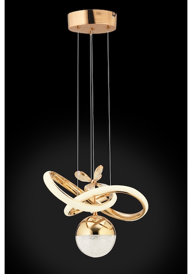 İstanbul Avize Begonvil Gold 3 Renkli Ledli Modern Lüx Led Avize