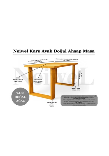 Neiwel Doer Doğal Ahşap Mutfak Ve Yemek Masası-70-100 Açık Ceviz