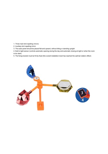 Teltree Rüzgarla Çalışan 360 Döner Yansıtıcı Kuş Kovucu - Bahçe, Havaalanı, Tarla Kuş Engelleme Aleti