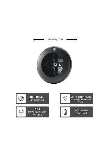 Mili Mi Tag Akıllı Bluetooth  Siyah İos Uyumlu
