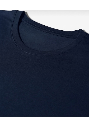 Bürke 2'li Erkek/Unisex Siyah-Lacivert Renk %100 Pamuk Bisiklet Yaka Basic Tişört