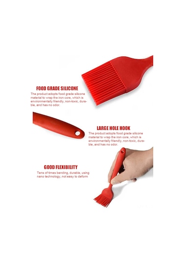 Tenfowee Yemek Kalitesi Silikon Yağlı Fırça - Isıya Dayanıklı, Verimli Dağıtım, Tüm Mutfak İşleri İçin Pişirme, Barbekü, Tatlı Çok Renkli