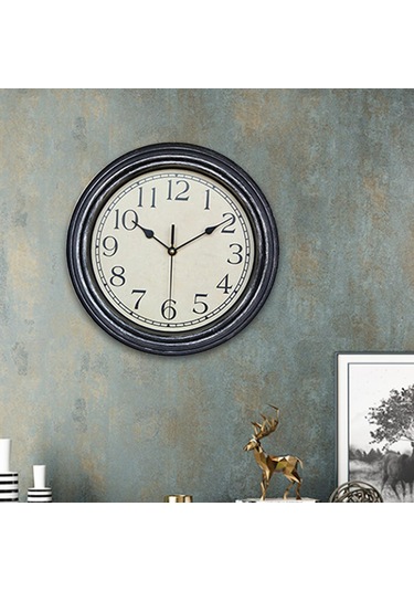 Homyl Antika Tarzı Yuvarlak Duvar Saati Banyo Yurt Dekorları 12 Antika Sarısı