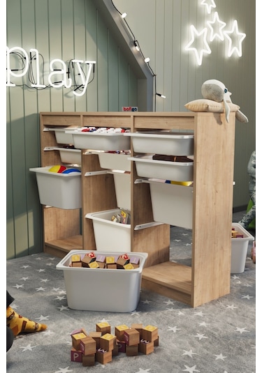 Bofigo 12 Sepetli Dolap Çok Amaçlı Dolap Oyuncak Dolabı Lara Safi