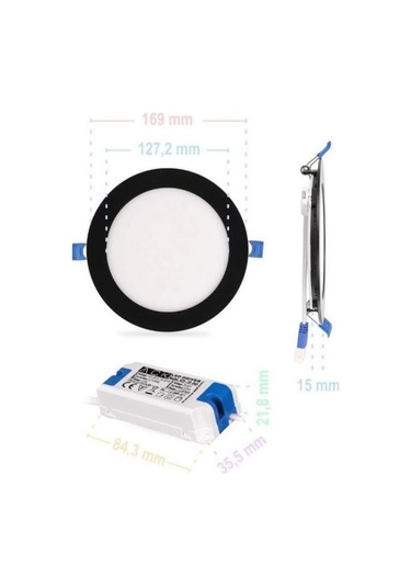Ack Ap01-01231 12w Slim Led Panel Siyah 6500k Beyaz Işık Gömme Spot Lamba Siyah