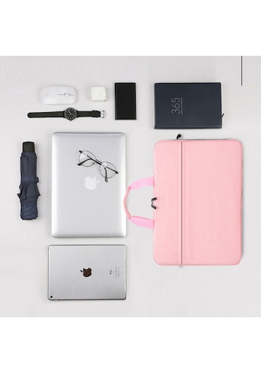 Aubyhe 14 İnç Nylon Dikişli Bilgisayar Çantası - Su Geçirmez, Yumuşak Perl Pamuklu, Kol Ve Tek Omuzlu, Pembe Pembe