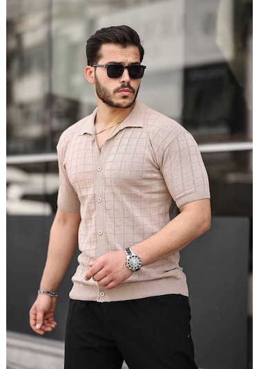 Tex Republic Erkek Krem Örme Kumaş Gömlek Krem