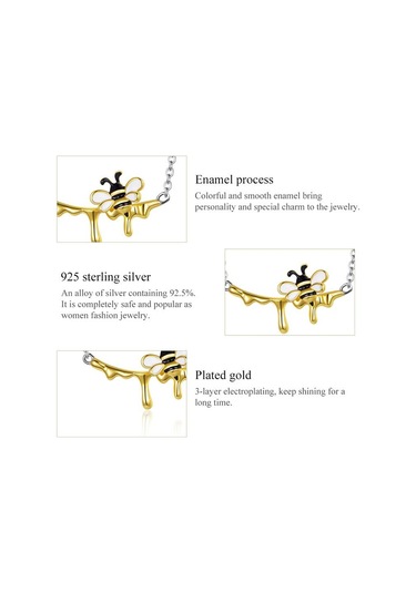 Bamoer 925 Ayar Gümüş Canlı Bumblebee Ve Tatlı Bal Kolye Parlak Emaye Kaplama Altın Zincir Kolye Kadınlar İçin Moda Takı Altın Bamoer 925 Ayar Gümüş Canlı Bumblebee Ve Tatlı Bal Kolye Parlak Emaye Kaplama Altın Zincir Kolye Kadınlar İçin Moda Takı Altın