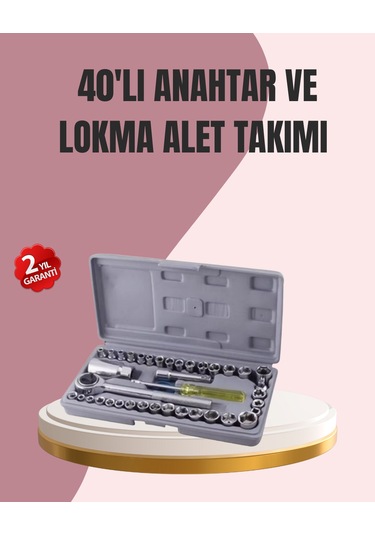 Otomotiv Ve Ev Kullanımı İçin 40 Parça Lokma Anahtar Seti Taşıma Çantalı