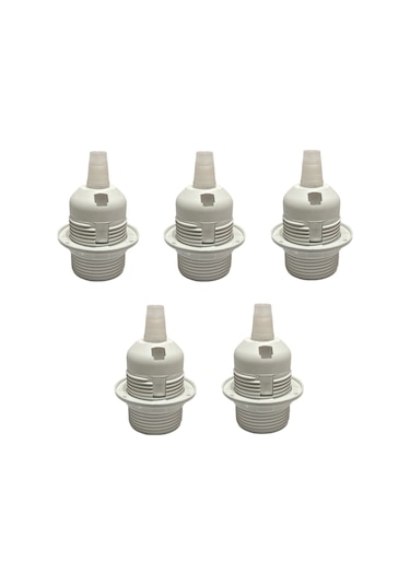 İtalyan Tip E27 Tam Dişli Duy Vidasız Geçmeli Bakalit Beyaz 250v-4a 5 Adet