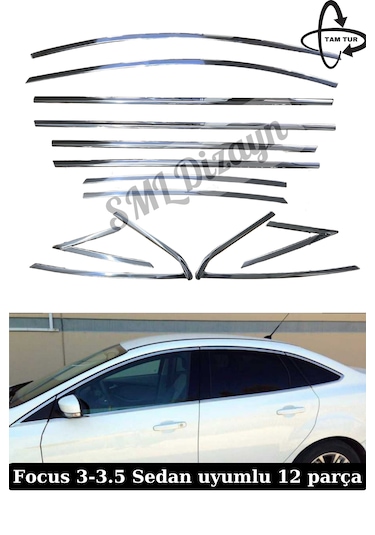 Ford Focus 3-3.5 Krom Cam Çıtası Nikelaj Krom Cam Çıtası