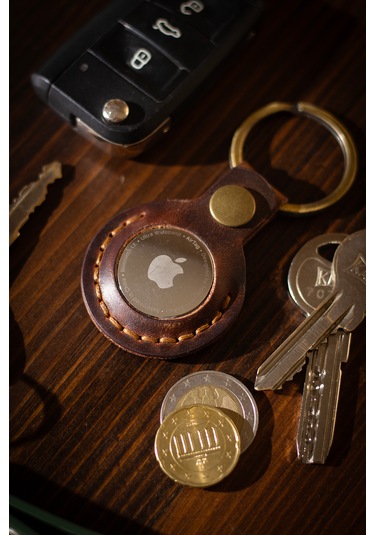 Airtag Uyumlu Deri Koruyucu Kılıf Anahtarlık / Hakiki Deri