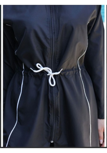 Paraşüt Kumaş Tesettür Mayo Siyah