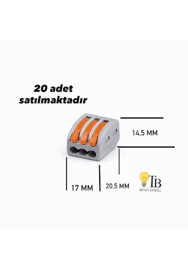 Horoz Electric 3 Kutuplu Hızlı Klemens Compact Connector 20 Adet