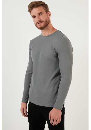 Buratti Pamuklu Bisiklet Yaka Slim Fit Basic Erkek Sweat 5905073 Açık Haki