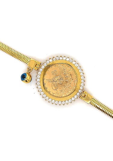 Zümrüt Sarraf 14 Ayar Altın Kadın Çerçeveli Reşatlı Bileklik Sarı Altın