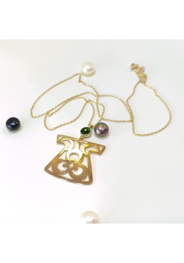 Altın Ürünler Çinte Mani Desenli Kolye 14 Ayar