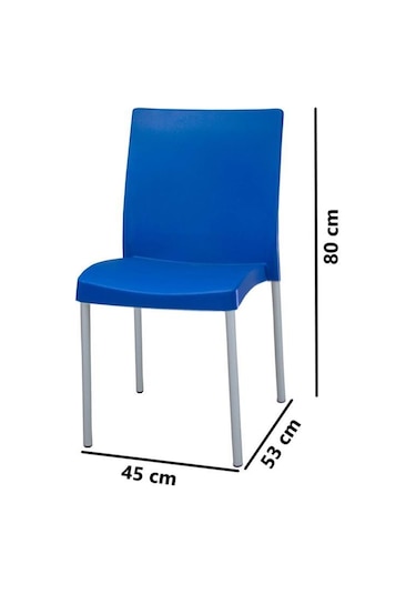 Omnipazar Mt-cf875 Vortice Plastik Bahçe Balkon Sandalye 4'lü Set Mavi