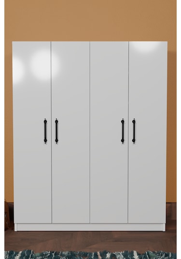 Ae-1054 Arena Beyaz Gardırop 4 Kapaklı 2 Askılıklı, 6 Raflı Do...