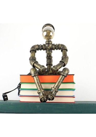 Robot Tasarım Retro Masa Lambası Rustik Endestriyel Tasarım Başucu Lambası Kitap Okuma Lambası