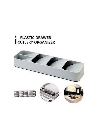 Xiyyadms Pratik Mutfak Çekmece Organizatörü - Çatal Kaşık Bıçak Düzenleyici Gri