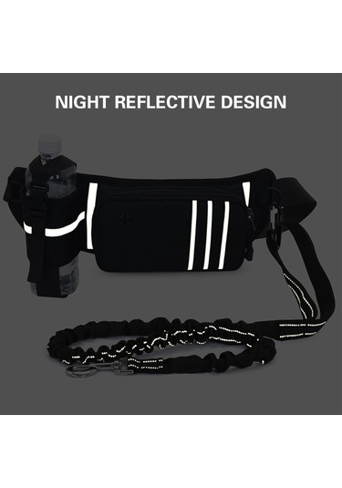 Geeksen Eller Serbest Köpek Tasması Bel Çantası Geri Çekilebilir Bungee'li Yansıtıcı Bel Çantası Kaka Torbası Dağıtıcı Kese Eğitim Yürüyüş Koşu Ve Evcil Hayvanınız İçin Ayarlanabilir Bel Kemeri