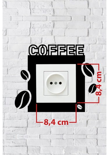 Coffee Kahve Tasarım Priz Çerçevesi İç Ölçü 8,4x8,4 Cm Dekoratif Priz Süsü - Kahve Kosesi