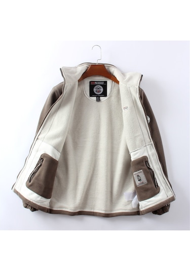 Polar Astarlı, Kalınlaştırılmış Çift Taraflı Polar Sıcak Günlük Bol Erkek Ceketi Siyah