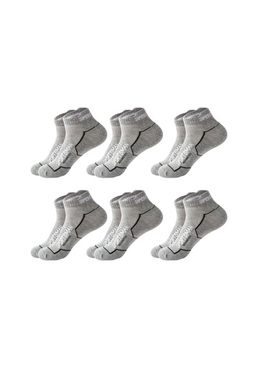 6 Çift Nefes Alabilen Ter Emici Koşu Futbol Fitness Antrenman İçin Erkek Kısa Spor Çorap Gri Melanj