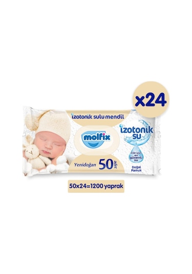Molfix Izotonik Sulu Yenidoğan Islak Havlu 24 x 50'li 1200 Yaprak