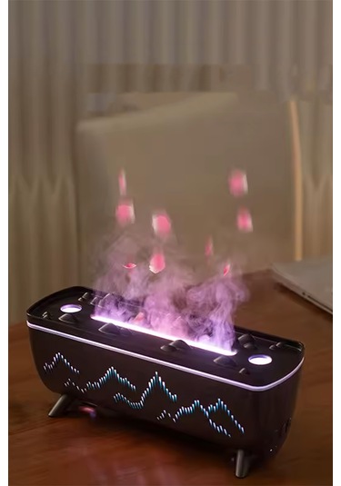 Hava Nemlendirici Ve Yağ Difüzörü - Aromaterapi Makinesi - 3 Renk Led Işık Siyah