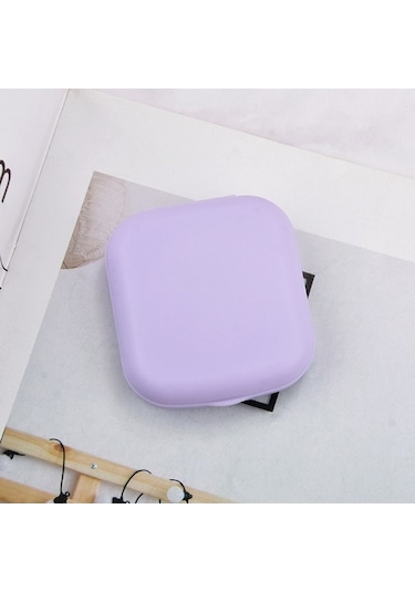 Besthome1 Mor Renkli Gözlük Kutusu, Taşınabilir Mat, İçinde Ayna Ve Bakım Seti